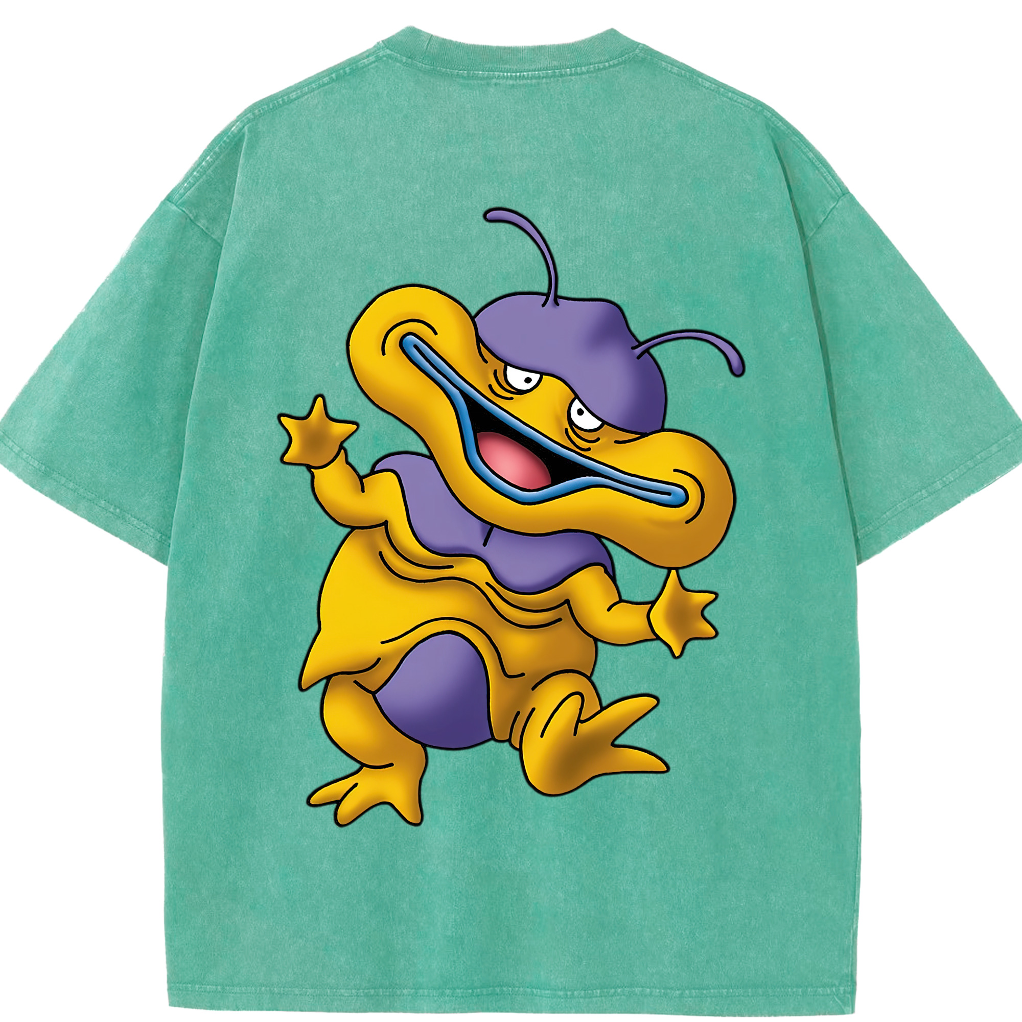 （画像用） ドラゴンクエスト Doragon Kuesuto Dragon Quest 綿100% ヴィンテージ風 半袖Tシャツ（背面プリント）
